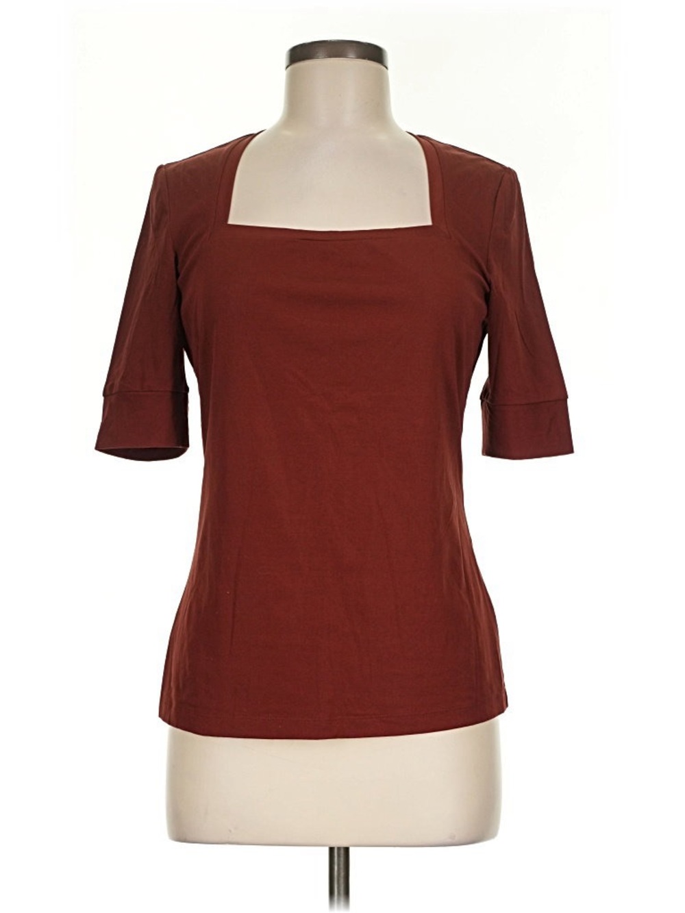 Lafayette 148 Women's Square Neck Elbow Sleeve Top Floral Swirl